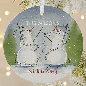 Snowman Personalized Couples Christmas Ornament - 3333-1L