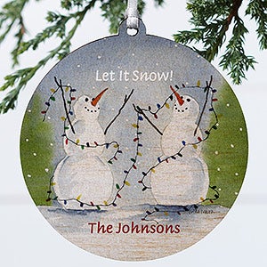 Snow Couple Personalized Ornament-3.75 Wood - 1 Sided - 3333-1W