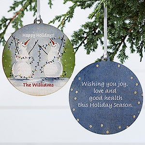 Snow Couple Personalized Ornament-3.75 Wood - 2 Sided - 3333-2W