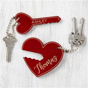 Key To My Heart Personalized Wood Keychain Set- Red Poplar - 33335-R