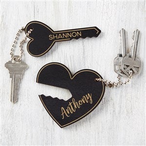 Key To My Heart Personalized Wood Keychain Set- Black Poplar - 33335-BLK