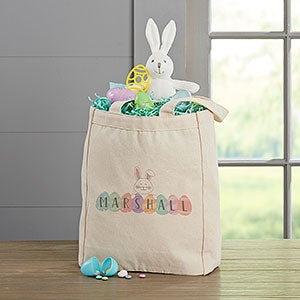 Happy Easter Eggs Personalized 14x10 Canvas Tote Bag - 33350-S