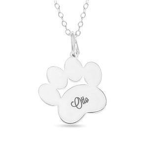 Stylish Script Personalized Paw Print Necklace - 33364D