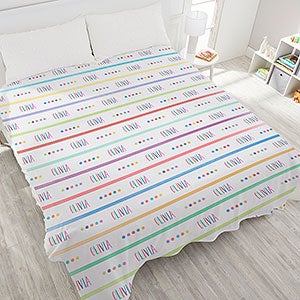 Watercolor Brights Personalized 90x90 Plush Fleece Queen Blanket - 33396-QU