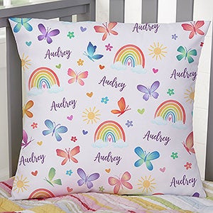 Watercolor Brights Personalized 18x18 Throw Pillow - 33397-L