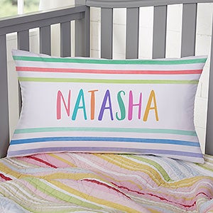 Watercolor Brights Personalized Lumbar Velvet Throw Pillow - 33397-LBV