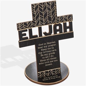 Bless This Child Personalized Wood Tabletop Cross - Black Stain - 33398-BK