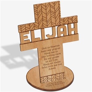Bless This Child Personalized Wood Tabletop Cross - Natural - 33398-N