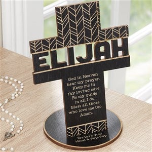 Bless This Child Personalized Wood Tabletop Cross - Black Stain - 33398-BK
