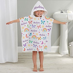 Watercolor Brights Personalized Kids Poncho Bath Towel - 33433