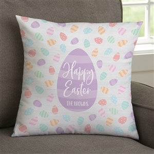 Happy Easter Eggs Personalized 14x14 Velvet Throw Pillow - 33455-SV