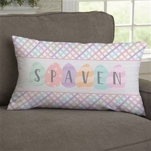 Happy Easter Eggs Personalized Lumbar Velvet Throw Pillow - 33455-LBV