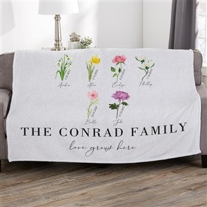 Birth Month Flower Personalized 50x60 Plush Fleece Blanket - 33461-F