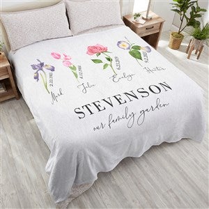 Birth Month Flower Personalized 90x90 Plush Queen Fleece Blanket - 33461-QU