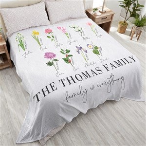 Birth Month Flower Personalized 108x90 Plush King Fleece Blanket - 33461-K