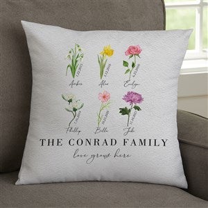 Birth Month Flower Personalized 14x14 Velvet Throw Pillow - 33462-SV