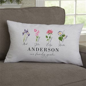 Birth Month Flower Personalized Lumbar Velvet Throw Pillow - 33462-LBV