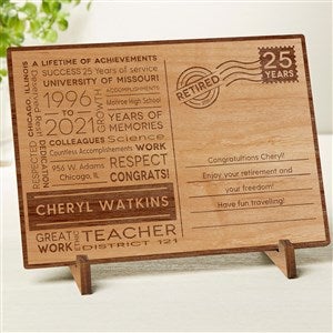 Retirement Memories Personalized Natural Wood Postcard - 33487