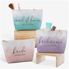 Watercolor Bridesmaid Personalized Makeup Bag - 33520