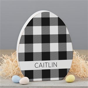 Black  White Buffalo Check Personalized Wooden Easter Egg Decoration - 33529-E