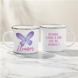 Watercolor Brights Butterfly Personalized Kids Enamel Mug-Large - 33539-BL