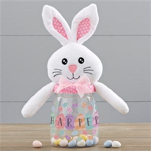 Happy Easter Eggs Personalized Easter Bunny Candy Jar - Pink - 33551-P