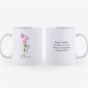 Birth Month Flower Personalized Coffee Mug 18 oz.- White - 33558-XL