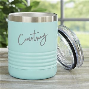 Trendy Script Name Personalized 10 oz. Vacuum Insulated Stainless Tumbler- Teal - 33564-T