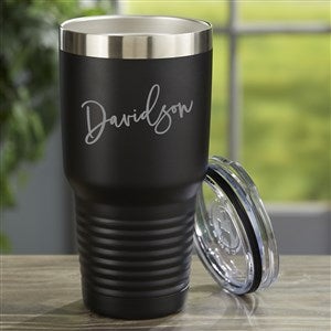 Trendy Script Name Personalized 30 oz. Vacuum Insulated Stainless Tumbler- Black - 33565-B