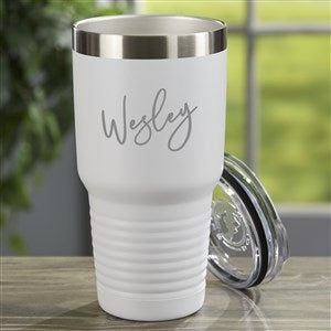 Trendy Script Name Personalized 30 oz. Vacuum Insulated Stainless Tumbler- White - 33565-W