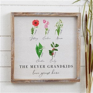 Grandmas Birth Month Flowers Whitewashed Frame Wall Art 12x12 - 33572W-12x12