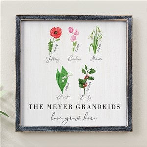 Grandmas Birth Month Flowers Blackwashed Frame Wall Art 12x12 - 33572B-12x12