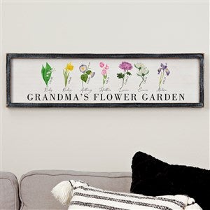 Grandmas Birth Month Flowers Blackwashed Frame Wall Art 30x8 - 33572B-30x8