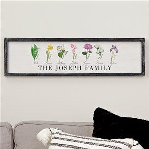 Family Birth Month Flowers Blackwashed Frame Wall Art 30x8 - 33573B-30x8