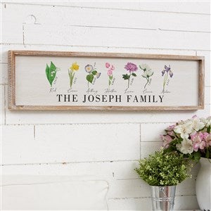 Family Birth Month Flowers Whitewashed Frame Wall Art 30x8 - 33573W-30x8