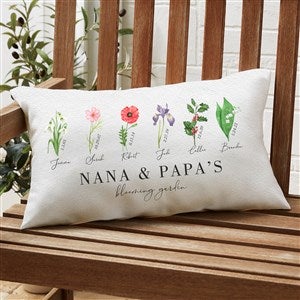 Birth Month Flower Personalized Lumbar Outdoor Throw Pillow - 12x22 - 33697-LB