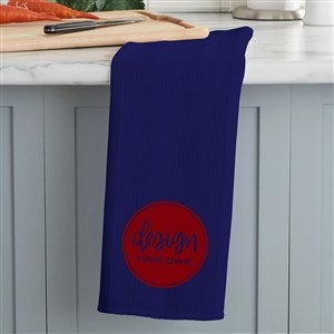 Design Your Own Personalized Waffle Weave Kitchen Towel - Navy Blue - 33757-BL