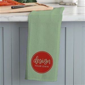 Design Your Own Personalized Waffle Weave Kitchen Towel - Sage Green - 33757-SG