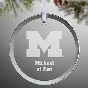 NCAA Michigan Wolverines Personalized Glass Ornament - 33837