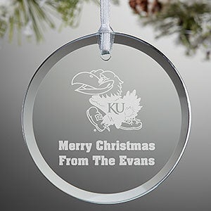 NCAA Kansas Jayhawks Personalized Glass Ornament - 33846