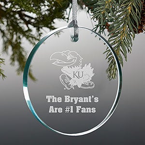NCAA Kansas Jayhawks Personalized Premium Glass Ornament - 33846-P