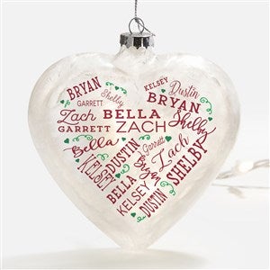 Close To Her Heart Personalized Lightable Frosted Glass Heart Ornament - 33861