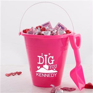I Dig You Personalized Plastic Beach Pail & Shovel - Pink - 33883