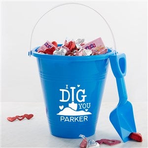 I Dig You Personalized Plastic Beach Pail & Shovel - Blue - 33883-B