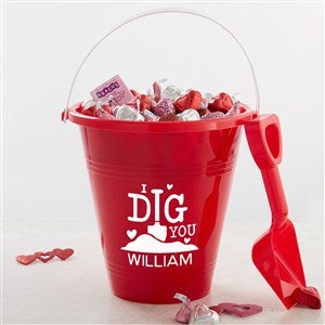 I Dig You Personalized Plastic Beach Pail & Shovel - Red - 33883-R