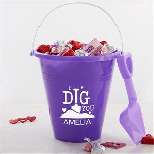 I Dig You Personalized Plastic Beach Pail & Shovel - Purple - 33883-P