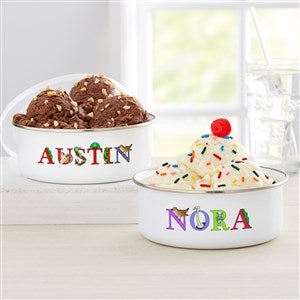 Alphabet Animals Personalized Enamel Bowl with Lid - 33895