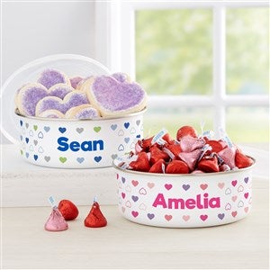 Hearts Personalized Enamel Bowl with Lid - 33896