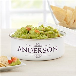 Elegant Monogram Personalized Enamel Bowl with Lid - 33898