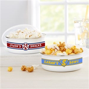 Super Hero Personalized Enamel Bowl with Lid - 33899